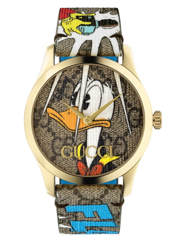 MONACO-Gucci-Timepieces-G-Timeless-YA1264167_002 Gucci G Timeless Disney Donald Duck Brown Dial Brown Leather Strap Watch For Women - YA1264167