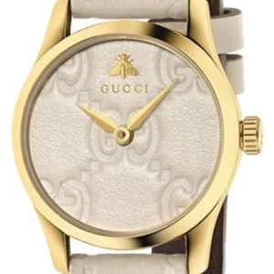 MONACO-Gucci-Timepieces-G-Timeless-YA126580A_000 Gucci G Timeless Quartz White Dial White Leather Strap Watch For Women - YA126580A