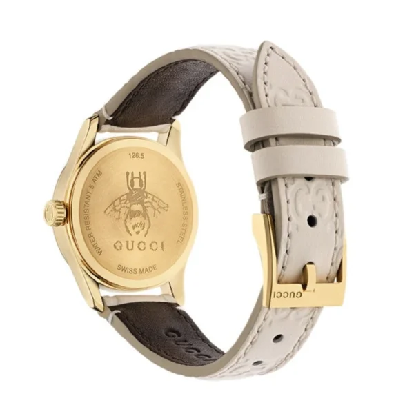MONACO-Gucci-Timepieces-G-Timeless-YA126580A_001 Gucci G Timeless Quartz White Dial White Leather Strap Watch For Women - YA126580A