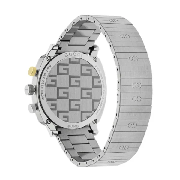 Gucci Grip Chronograph Disney Black Dial Silver Steel Strap Watch For Men - YA157307