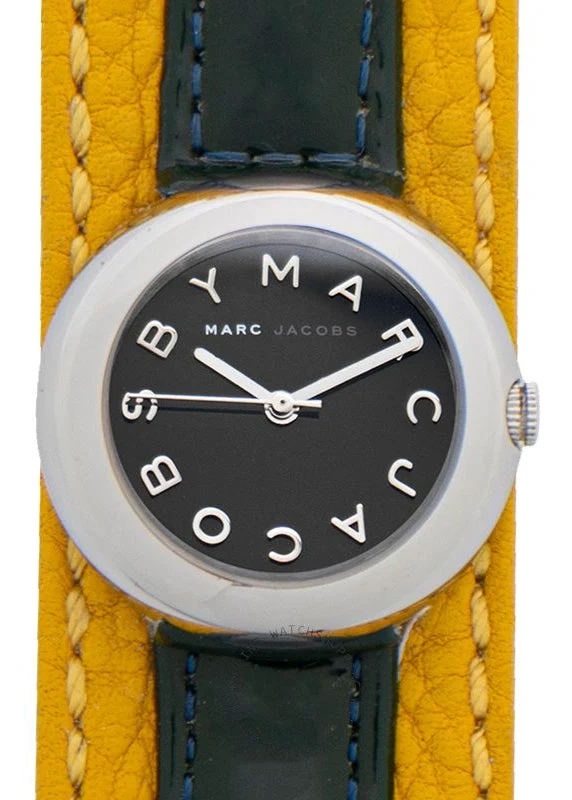 Marc_By_Marc_Jacobs-MBM1071 Marc Jacobs Black Dial Black Leather Strap Watch for Women - MBM1071