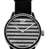 Marc_By_Marc_Jacobs-MBM1166 Marc Jacobs Lidia Stripe Glitz Black Dial Black Leather Strap Watch for Women - MBM1166