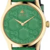 Gucci G Timeless Quartz Green Dial Green Leather Strap Watch For Women - YA1264099
