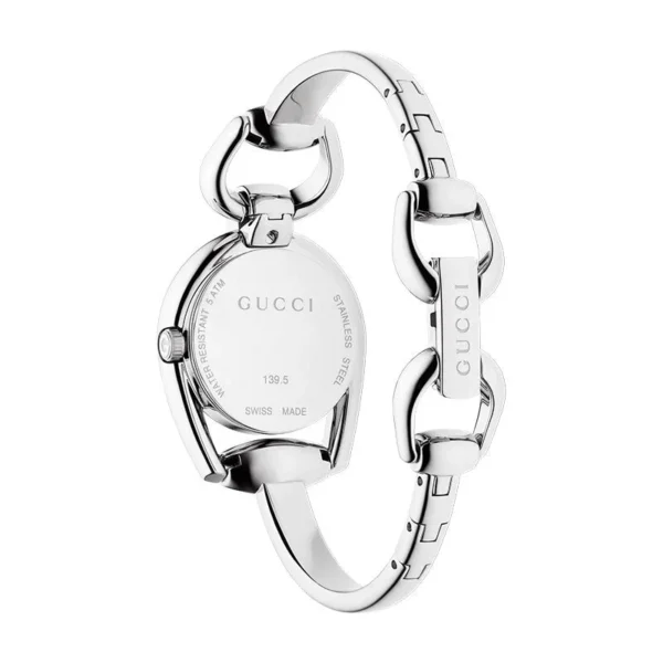 Monaco-Gucci-Horsebit-YA139506_002 Gucci Horsebit Collection Diamonds Mother of Pearl Dial Silver Steel Strap Watch For Women - YA139506