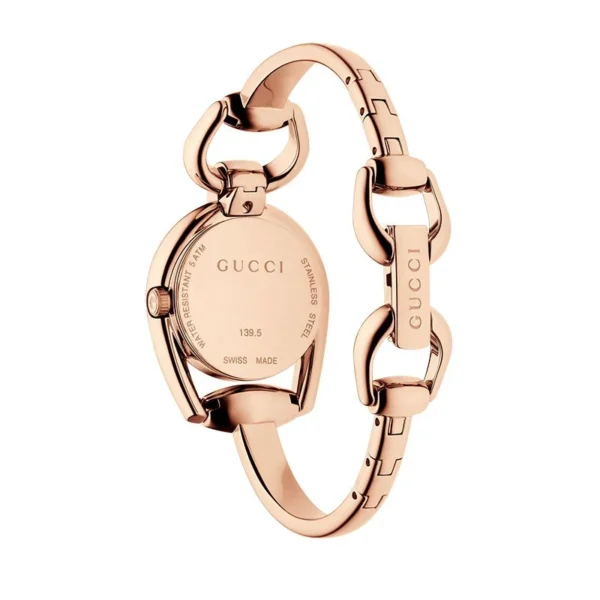 Monaco-Gucci-Horsebit-YA139508_003 Gucci Horsebit Collection Diamonds Mother of Pearl Dial Rose Gold Steel Strap Watch For Women - YA139508