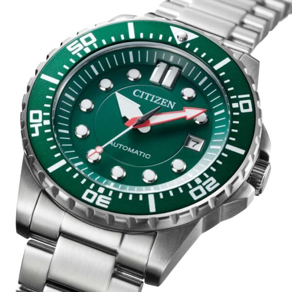 NJ0129-87X_2-133911_cd30f140-5087-4ec1-9a07-95e6834398a1 Citizen Promaster Mechanical Green Dial Silver Steel Strap Watch For Men - NJ0129-87X