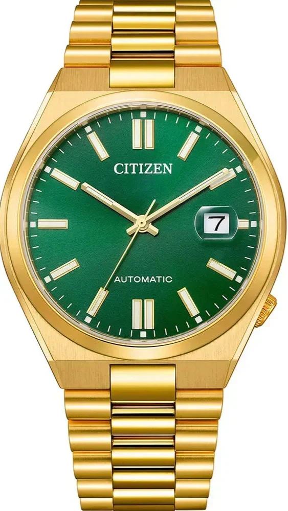 NJ0152-51X-1 Citizen Tsuyosa Automatic Green Dial Gold Steel Strap Watch For Men - NJ0152-51X