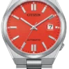Citizen x Pantone Automatic Blazing Red Dial Silver Steel Strap Watch For Men - NJ0158-89W