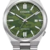 NJ0159-86X Citizen Tsuyosa Automatic Camouflage Green Dial Silver Steel Strap Watch For Men - NJ0159-86X