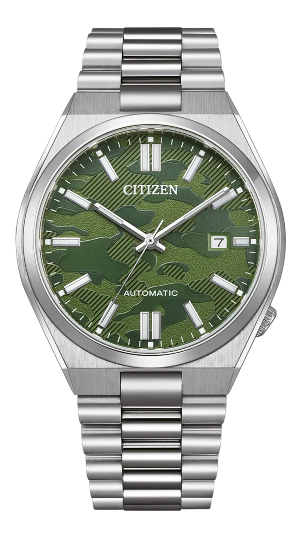 NJ0159-86X Citizen Tsuyosa Automatic Camouflage Green Dial Silver Steel Strap Watch For Men - NJ0159-86X