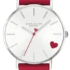 Coach Perry Silver Dial Red Leather Strap Watch for Women - 14503515
