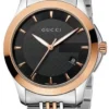 YA-126410-1-513718 Gucci G Timeless Black Dial Two Tone Steel Strap Watch For Men - YA126410