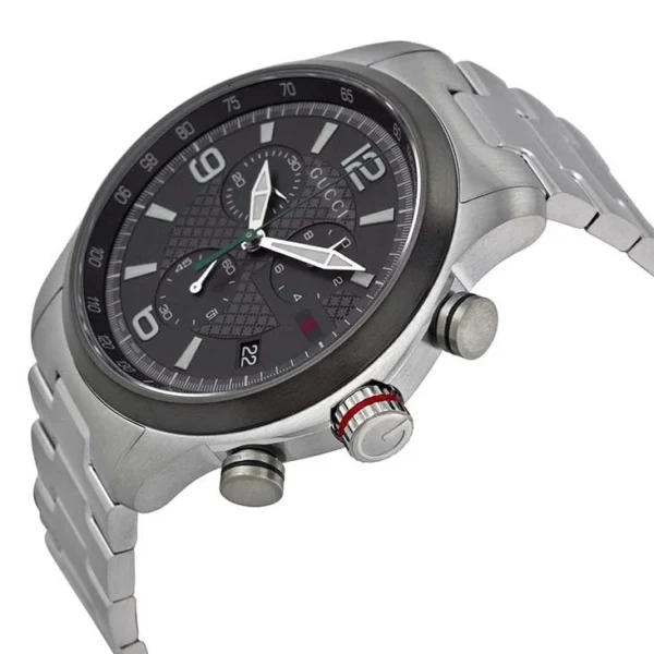 YA126238-1 Gucci G Timeless Chronograph Grey Dial Silver Steel Strap Watch For Men - YA126238