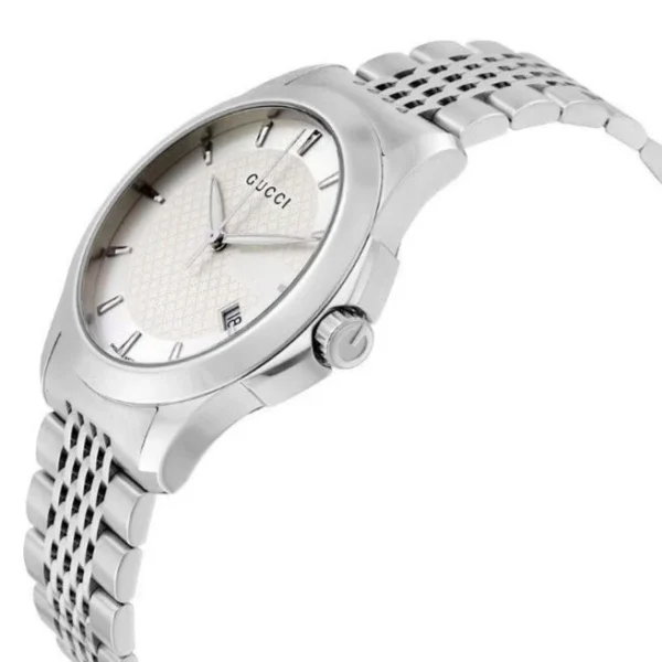 YA126401_1_e0faf47d-a228-4908-adc3-7b95354e4e83 Gucci G Timeless Silver Dial Silver Steel Strap Watch For Men - YA126401