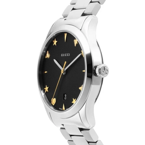 Gucci G Timeless Black Dial Silver Steel Strap Watch For Women - YA1264029