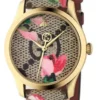 Gucci G Timeless Floral Brown Dial Brown Leather Strap Watch For Women - YA1264038