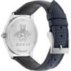 Gucci G-Timeless Signature Mother of Pearl Silver Dial Blue Leather Strap Watch For Women - YA1264049