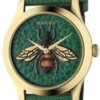 Gucci G Timeless Bee Green Dial Green Leather Strap Watch For Women - YA1264065