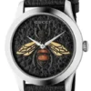Gucci G Timeless Bee Black Dial Black Leather Strap Watch For Women - YA1264067