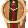 Gucci G Timeless Quartz Brown Dial Brown Leather Strap Unisex Watch - YA1264077