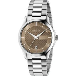 YA126445_b1a62bc4-66a8-41e0-b6bd-a520feb8332a Gucci G Timeless Brown Dial Silver Steel Strap Watch For Men - YA126445