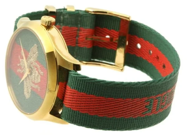 YA126487A-5 Gucci G Timeless Quartz Green & Red Dial Green & Red NATO Strap Watch For Men - YA126487A