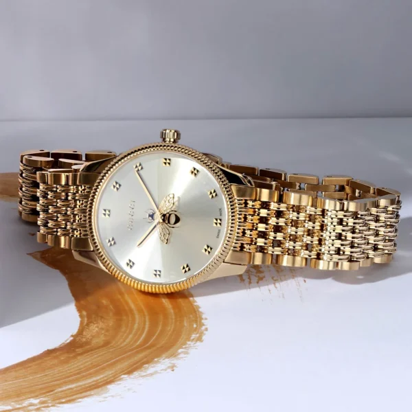 YA1265021__3 Gucci G Timeless Mother of Pearl Dial Gold Steel Strap Watch For Women - YA1265021