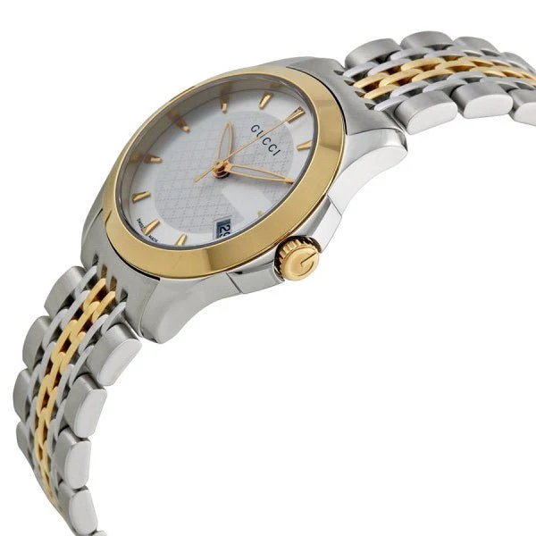 YA126511-3-238335 Gucci G Timeless Silver Dial Two Tone Steel Strap Watch For Women - YA126511
