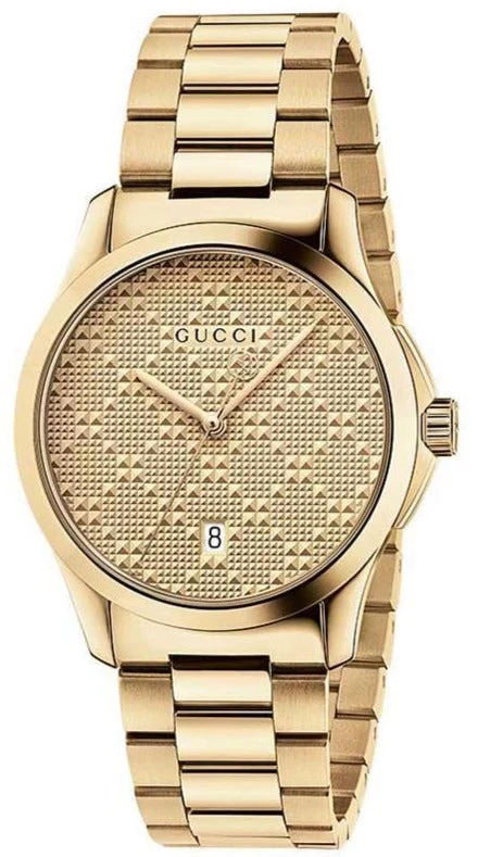YA126553A-723884 Gucci G Timeless Gold Dial Gold Steel Strap Watch For Women - YA126553