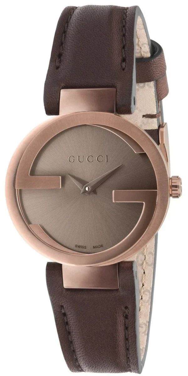 YA133504_2 Gucci G Interlocking Brown Dial Brown Leather Strap Watch For Women - YA133504