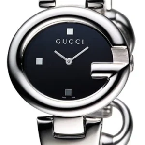 YA134501_3cb77eca-d018-4503-98ca-fcd03a5366cc Gucci Guccisima Quartz Black Dial Silver Steel Strap Watch For Women - YA134501