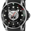 YA136320_001 Gucci Dive Feline Black Dial Black Rubber Strap Watch For Men - YA136323