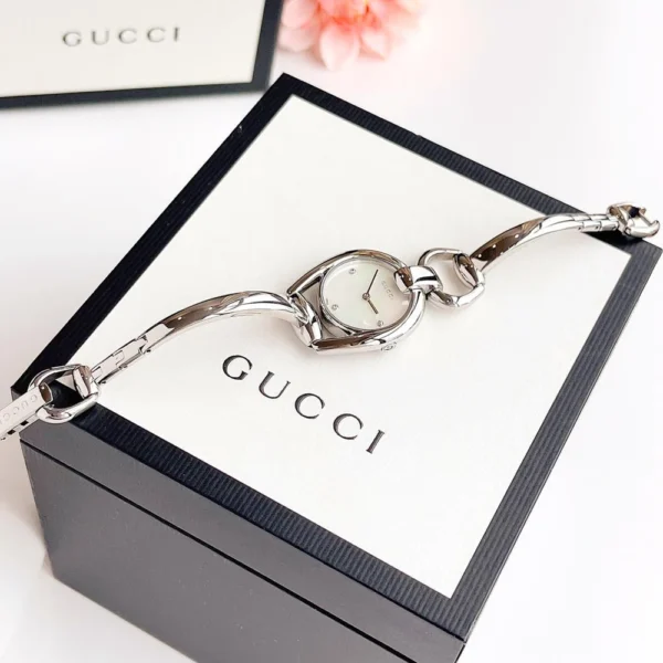 YA139506_20_2 Gucci Horsebit Collection Diamonds Mother of Pearl Dial Silver Steel Strap Watch For Women - YA139506