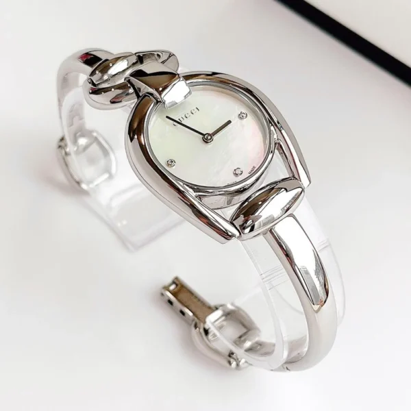 YA139506_20_5 Gucci Horsebit Collection Diamonds Mother of Pearl Dial Silver Steel Strap Watch For Women - YA139506