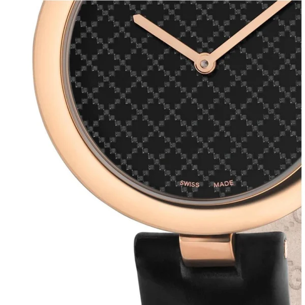 YA141401-8 Gucci Diamantissima Quartz Black Dial Black Leather Strap Watch for Women - YA141401