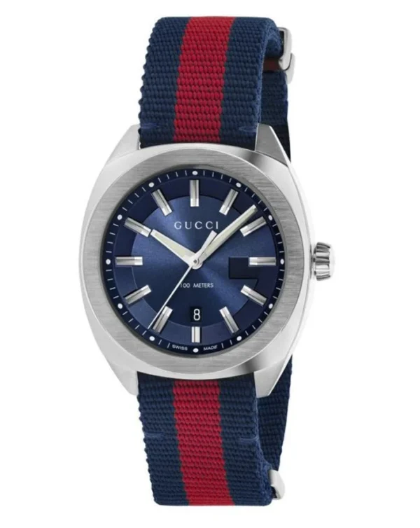 YA142304-1-585517_6f872f1a-c64d-4fcd-9577-aab4045e89a0 Gucci GG2570 Quartz Blue Dial Blue & Red Nylon Strap Watch For Men - YA142304