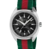 Gucci GG2570 Quartz Black Dial Green & Red Nylon Strap Watch For Men - YA142305