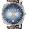 YA152401-1-179703 Gucci Grip Vintage Blue Dial Snakeskin Brown Leather Strap Watch for Women - YA152401