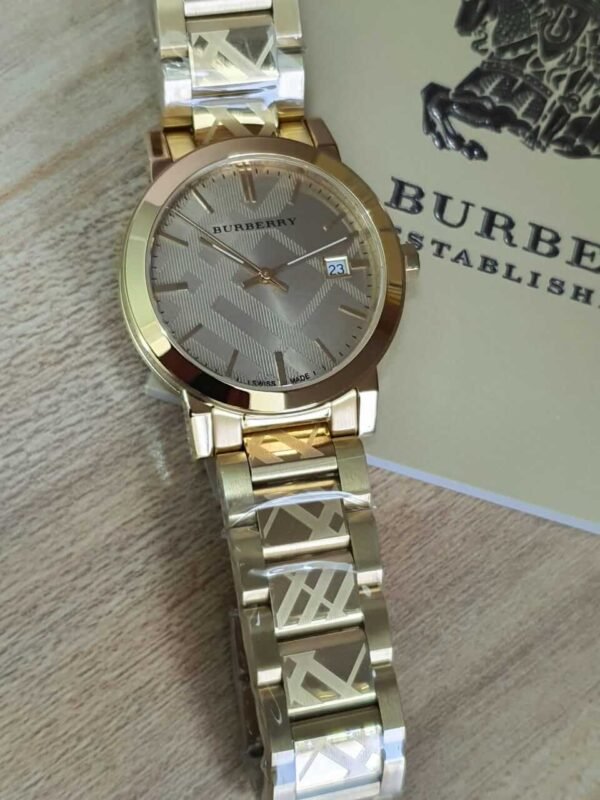 a4450036-bb69-4256-8c07-c4d86d223403_f98f365c-3dc4-469a-aedc-c53886cc2ac3 Burberry The City Gold Dial Gold Steel Strap Watch for Women - BU9145