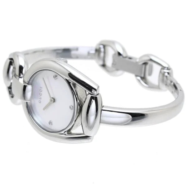 ac8be915-97ee-464d-95f5-bca6d7ca0a8e Gucci Horsebit Collection Diamonds Mother of Pearl Dial Silver Steel Strap Watch For Women - YA139506