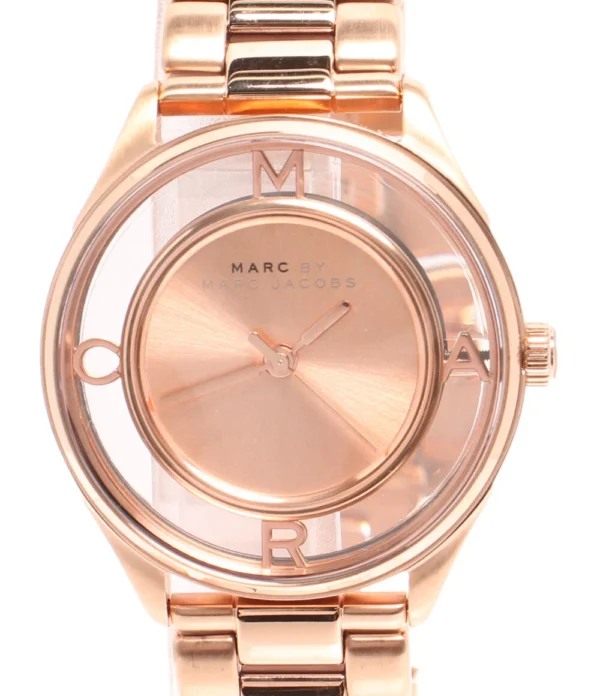 aol0064661_1 Marc Jacobs Tether Transparent Rose Gold Dial Rose Gold Steel Strap Watch for Women - MBM3414