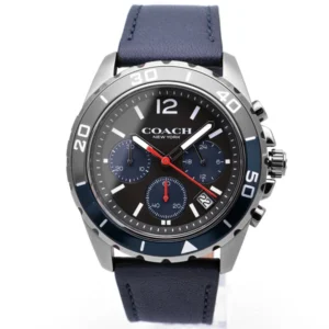 b-14602558-2 Coach Kent Grey Dial Blue Leather Strap Watch for Men - 14602558