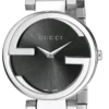 Gucci G Interlocking Black Dial Silver Steel Strap Watch For Women - YA133307