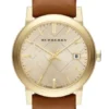 Burberry The City Gold Dial Brown Leather Strap Watch for Women - BU9133
