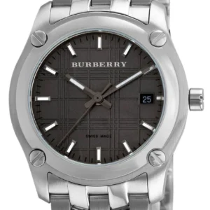 burberry-BU1851 Burberry Herringbone Grey Dial Silver Steel Strap Watch for Women - BU1851