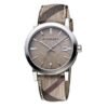 Burberry The City Grey Dial Checked Grey Leather Strap Watch for Women - BU9118
