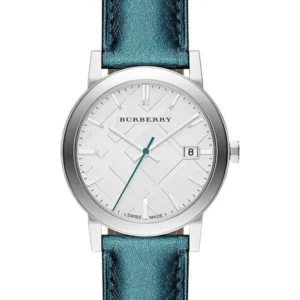 burberry-bu9120-450x600-2x_43cdde14-12c1-4944-a868-ec6cbdf4de60 Burberry White Dial Turquoise Leather Strap Watch for Women - BU9120