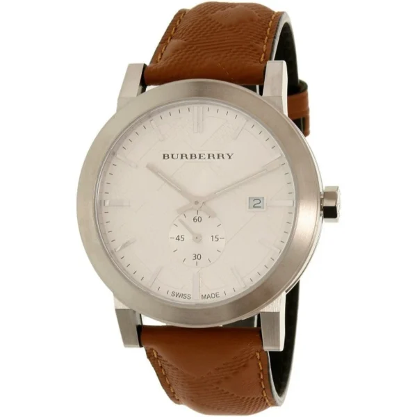 burberry-bu9904-the-city-seconds-subdial-h-check-silver-tone-42mm-446543 Burberry The City Silver Dial Brown Leather Strap Watch for Men - BU9904