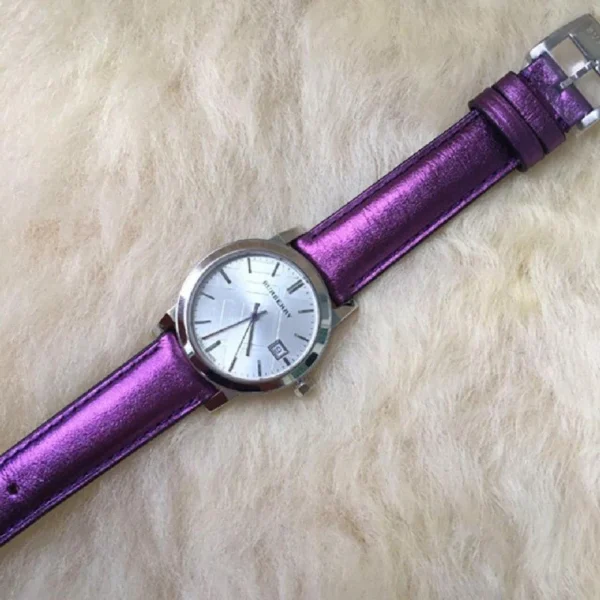burberry-women-watch-bu9122-34mm_4-597491 Burberry The City Silver Dial Purple Leather Strap Watch for Women - BU9122