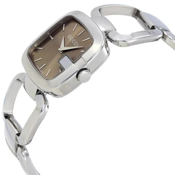 c58f1d06dcefcb7a2f73deca4acd9e97_5fb035ee-1115-4161-924f-1598dc3a1d06-767844 Gucci G Gucci Brown Dial Silver Steel Strap Watch For Women - YA125507
